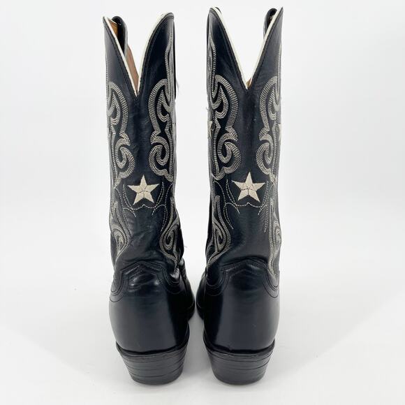 Lucchese 1883 N4539 Women’s 9 Black Embroidered Star Pointed Toe Cowgirl Boots - Picture 8 of 12